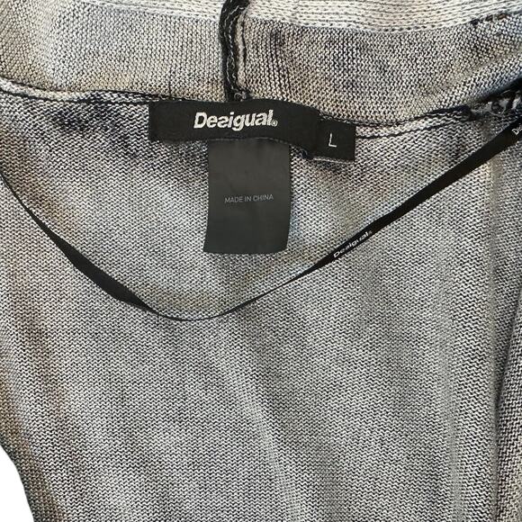 Desigual Baku Sweater Black & White Silver Assymetrical Zip Size Large - Picture 6 of 13